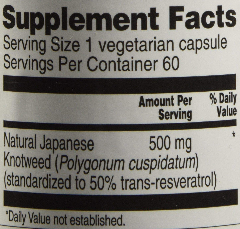 Vitacost Trans-Resveratrol capsules close-up, vegetarian-friendly formula