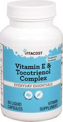 Vitacost Vitamin E & Tocotrienol bottle showcases full-spectrum antioxidant support for daily wellness.