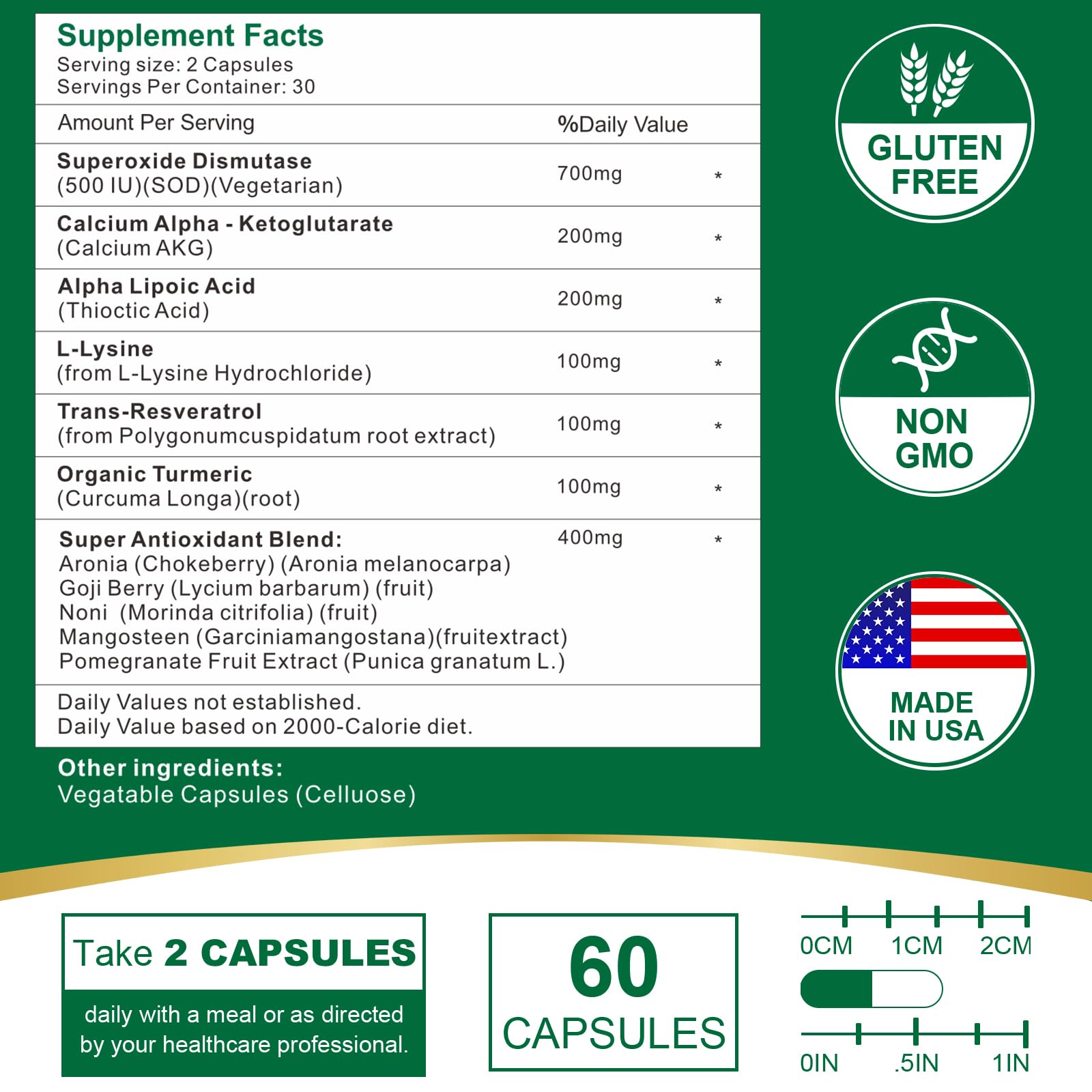 VITACRLLYNMN 700mg SOD capsules close-up for easy daily use.