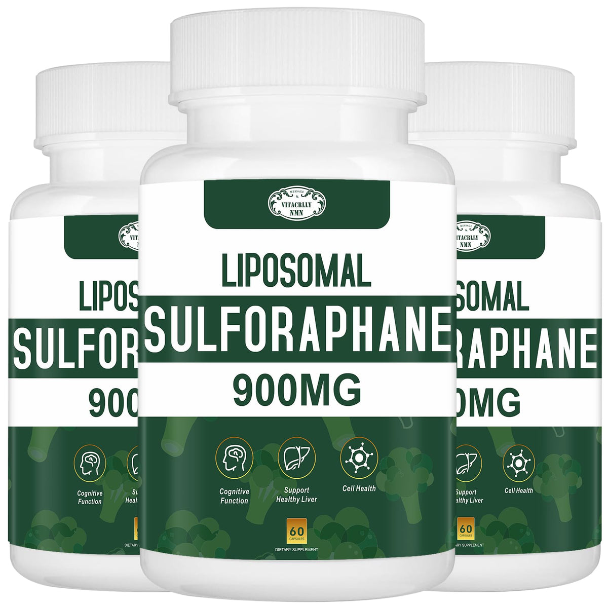 VITACRLLYNMN 900mg liposomal sulforaphane bottle for potent daily antioxidant support.