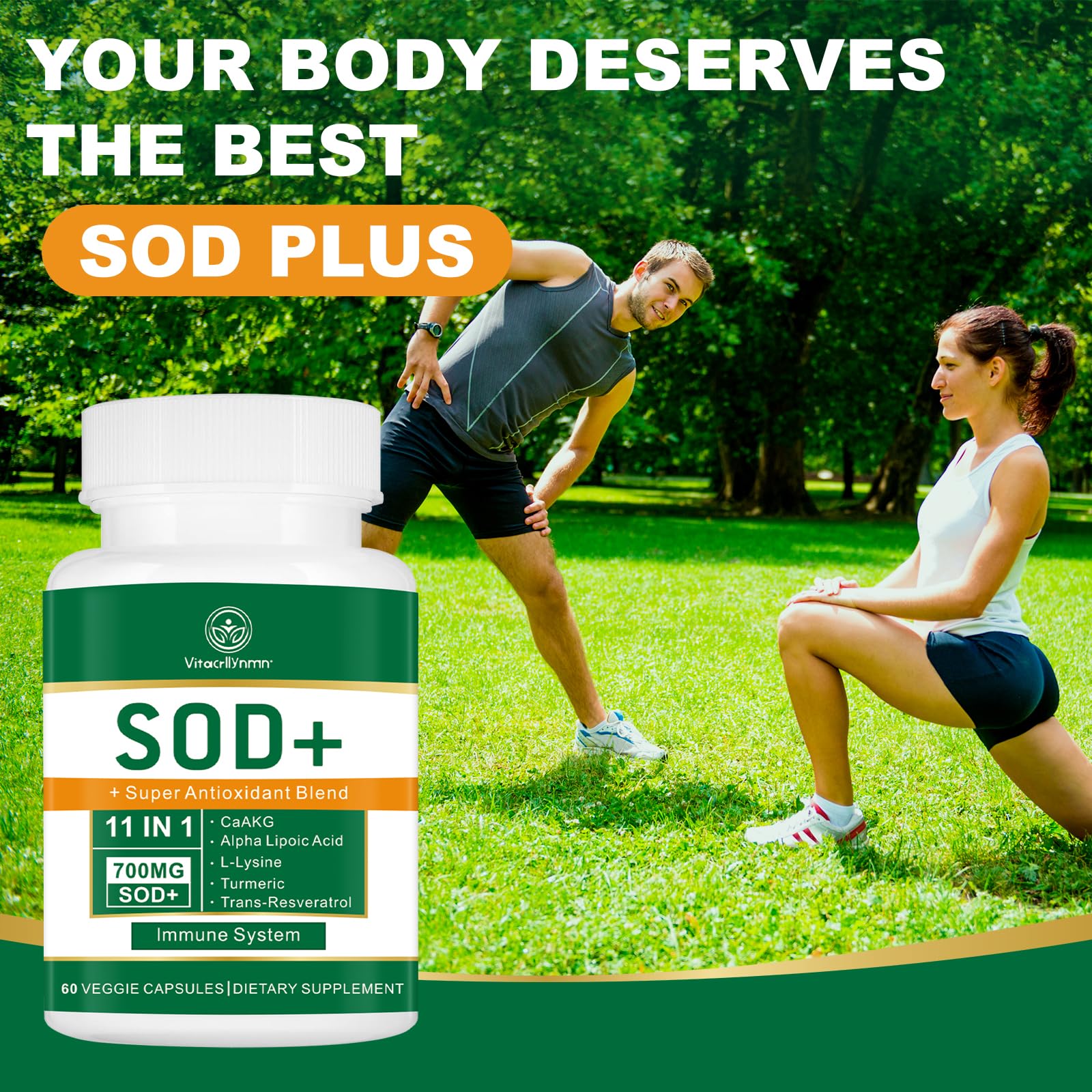 Capsules pouring shot suggests convenient daily dosing and easy intake.