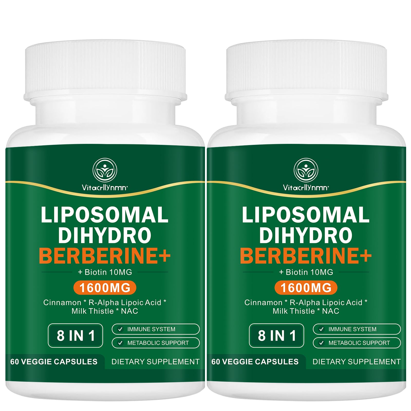VITACRLLYNMN Dihydroberberine bottle with liposomal delivery for enhanced absorption and daily support.