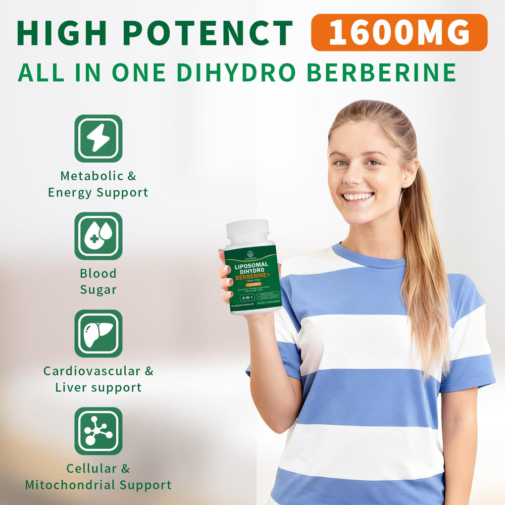 VITACRLLYNMN Dihydroberberine liposome technology graphic indicating improved bioavailability.