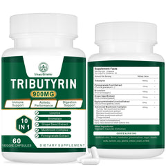 VITACRLLYNMN Tributyrin capsule close-up indicating gut support potential.