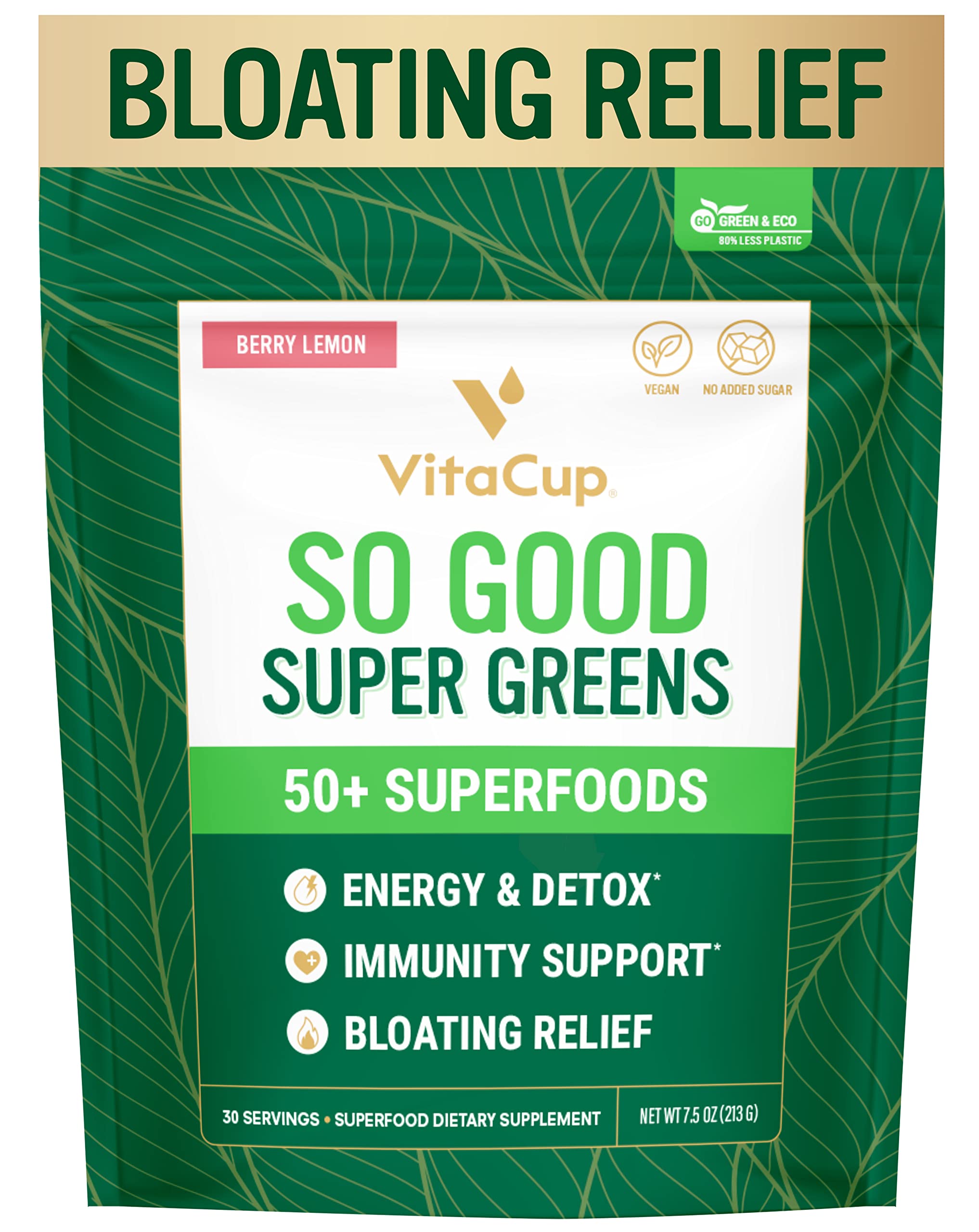 VitaCup So Good Super Greens bottle for convenient daily wellness.