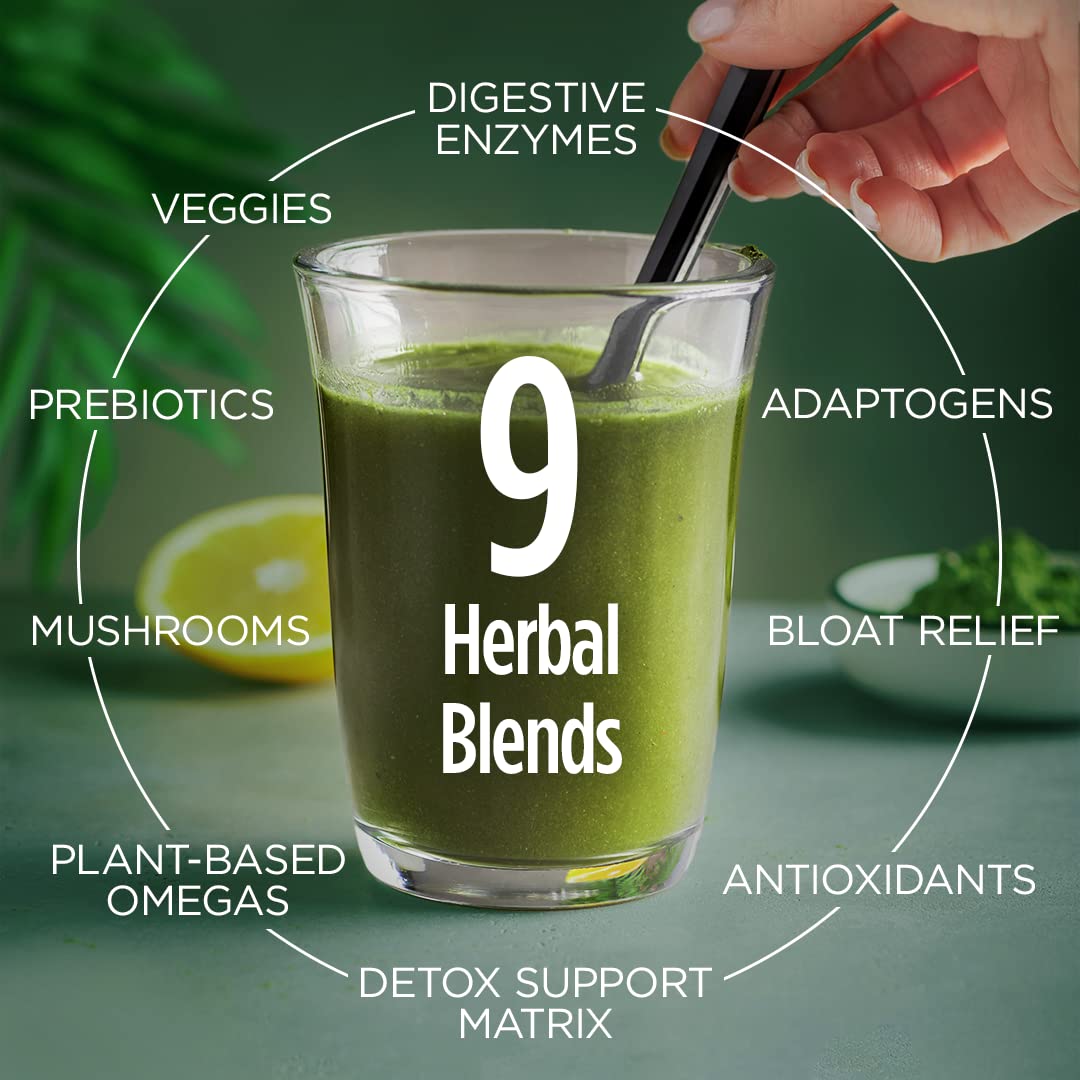 VitaCup So Good Super Greens ingredients close-up show spirulina and moringa.