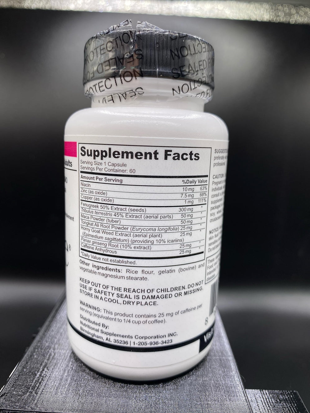 Vitadone Male Support glass with pills suggests everyday vitality.