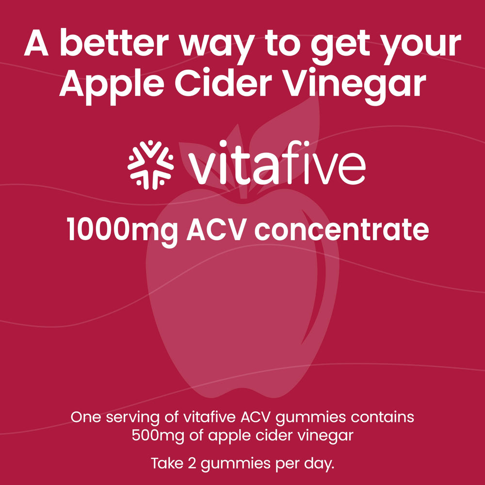 Vitafive ACV gummies ingredient scene highlighting vegan, gluten-free formula.