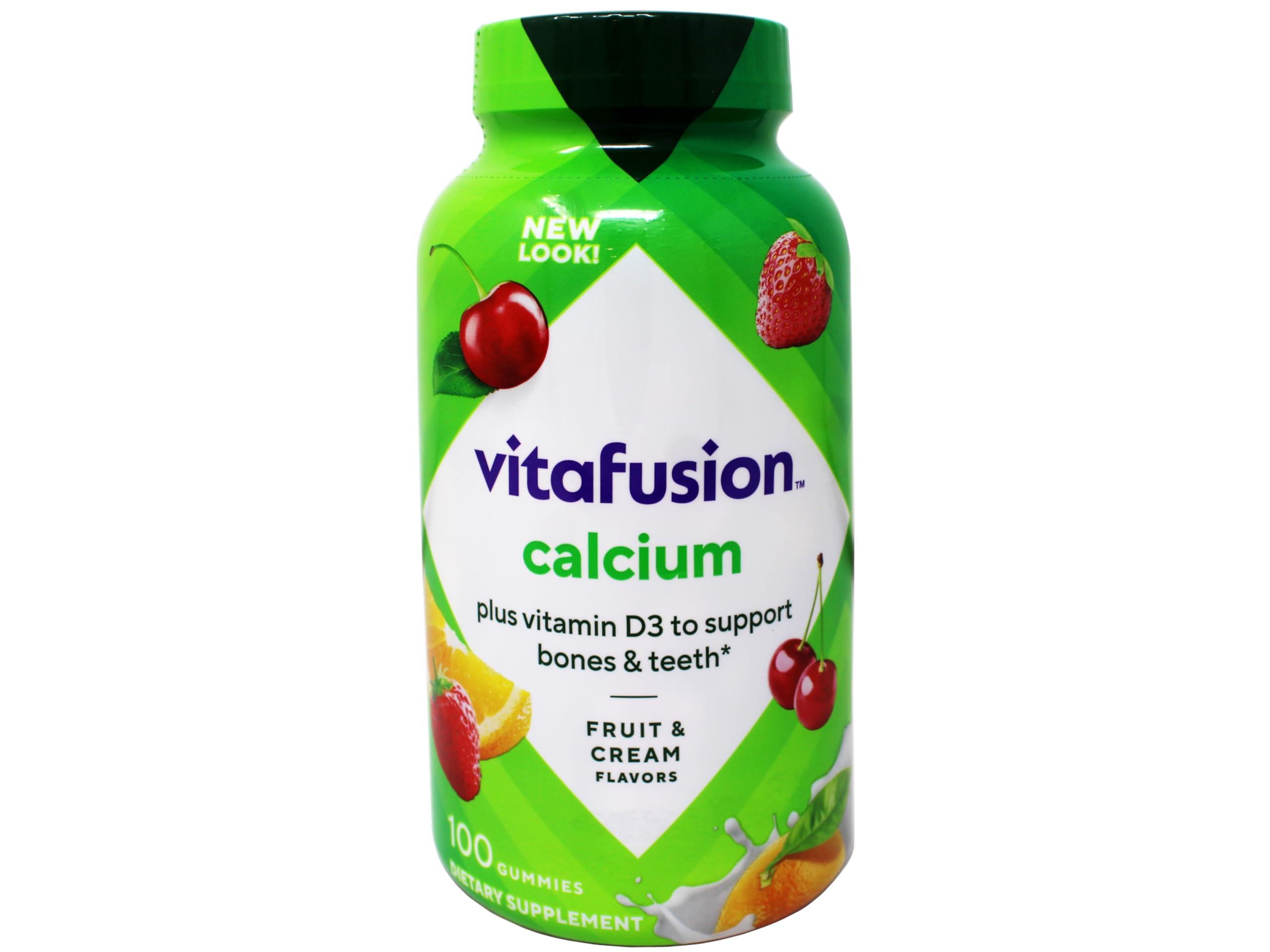 Vitafusion Calcium 500 mg gummies label shows D3 and calcium.