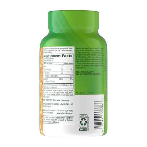 Vitafusion Magnesium Gummies nutrition panel close-up showing 165 mg per serving