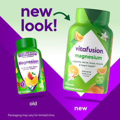 Vitafusion Magnesium Gummies serving shows two gummies per day for routine