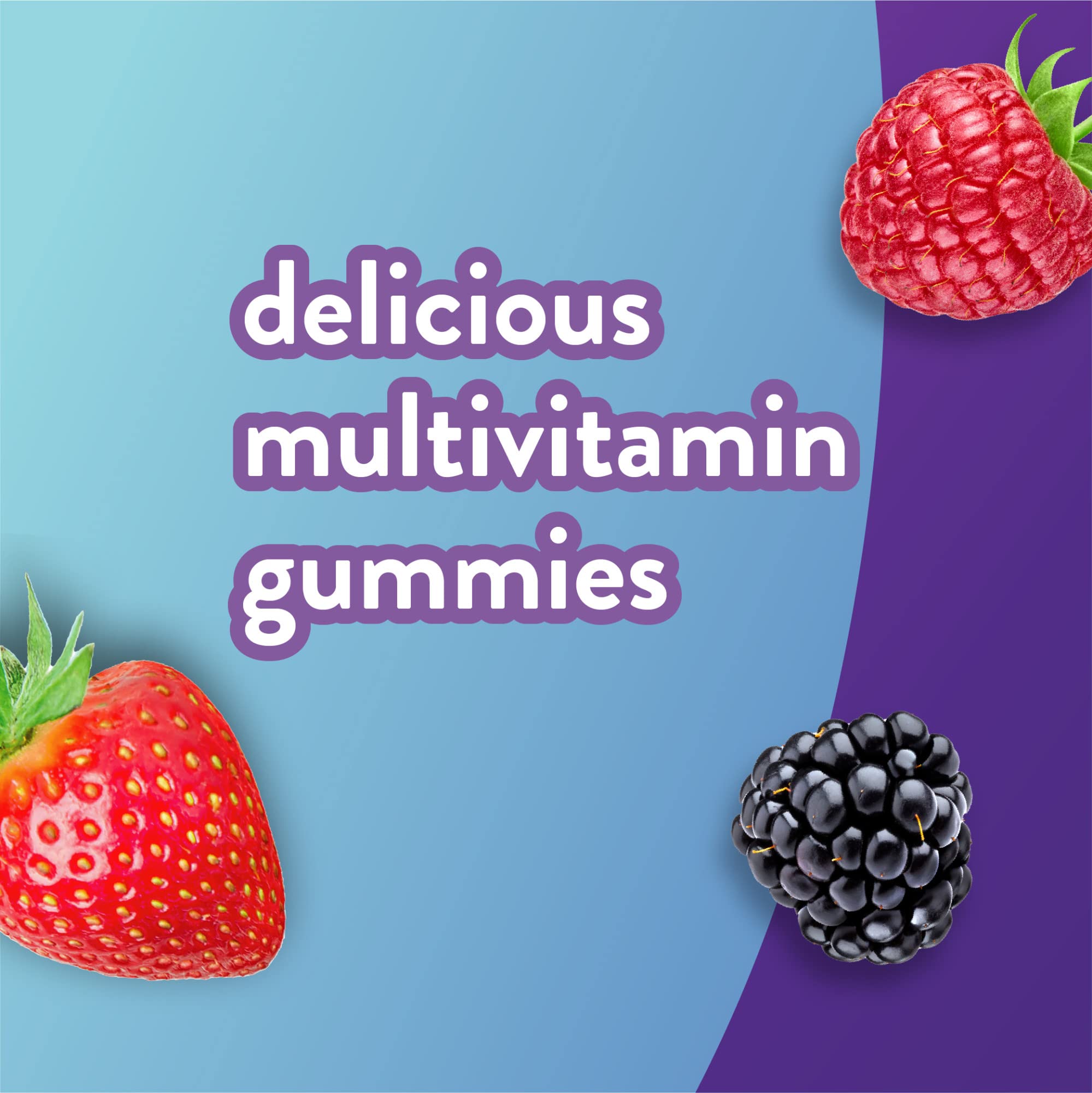 Vitafusion label highlights vitamins A, C, D and lycopene.