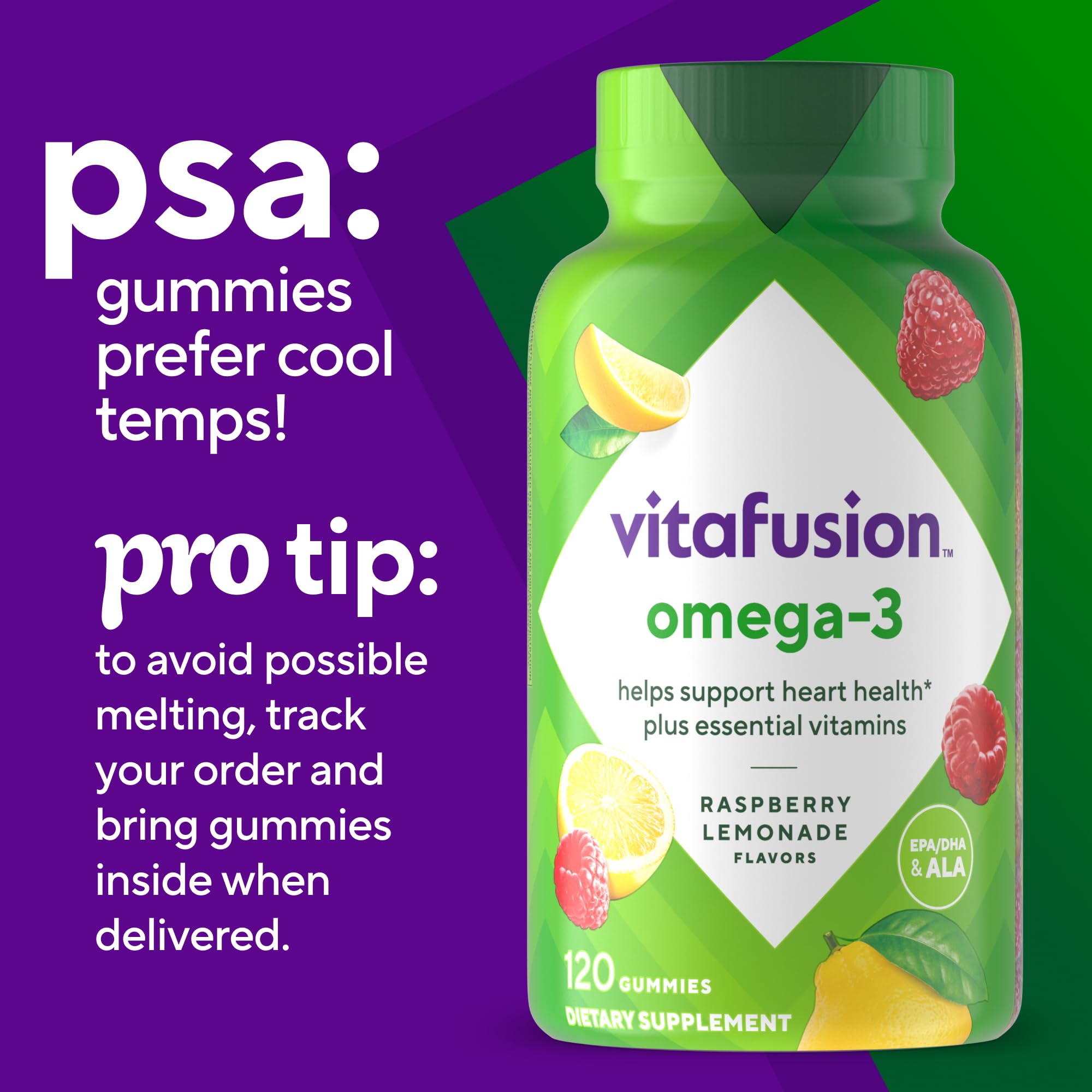 Bottle with daily reminder for omega-3 routine