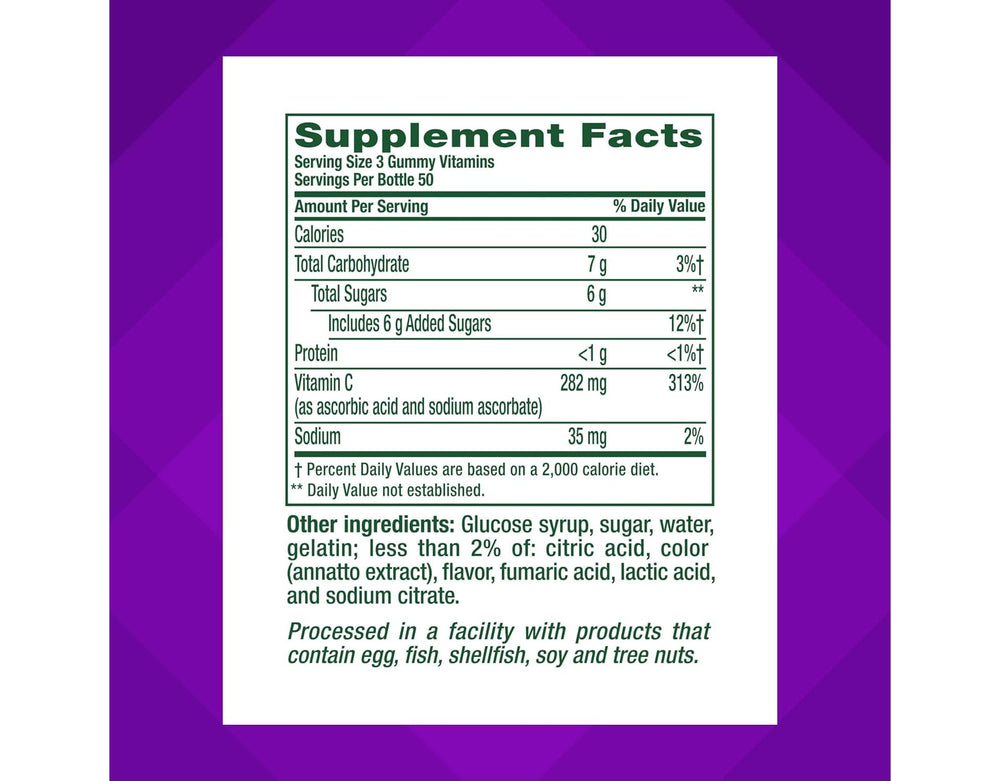 Vitafusion Power C 50-day supply fits steady wellness routines.