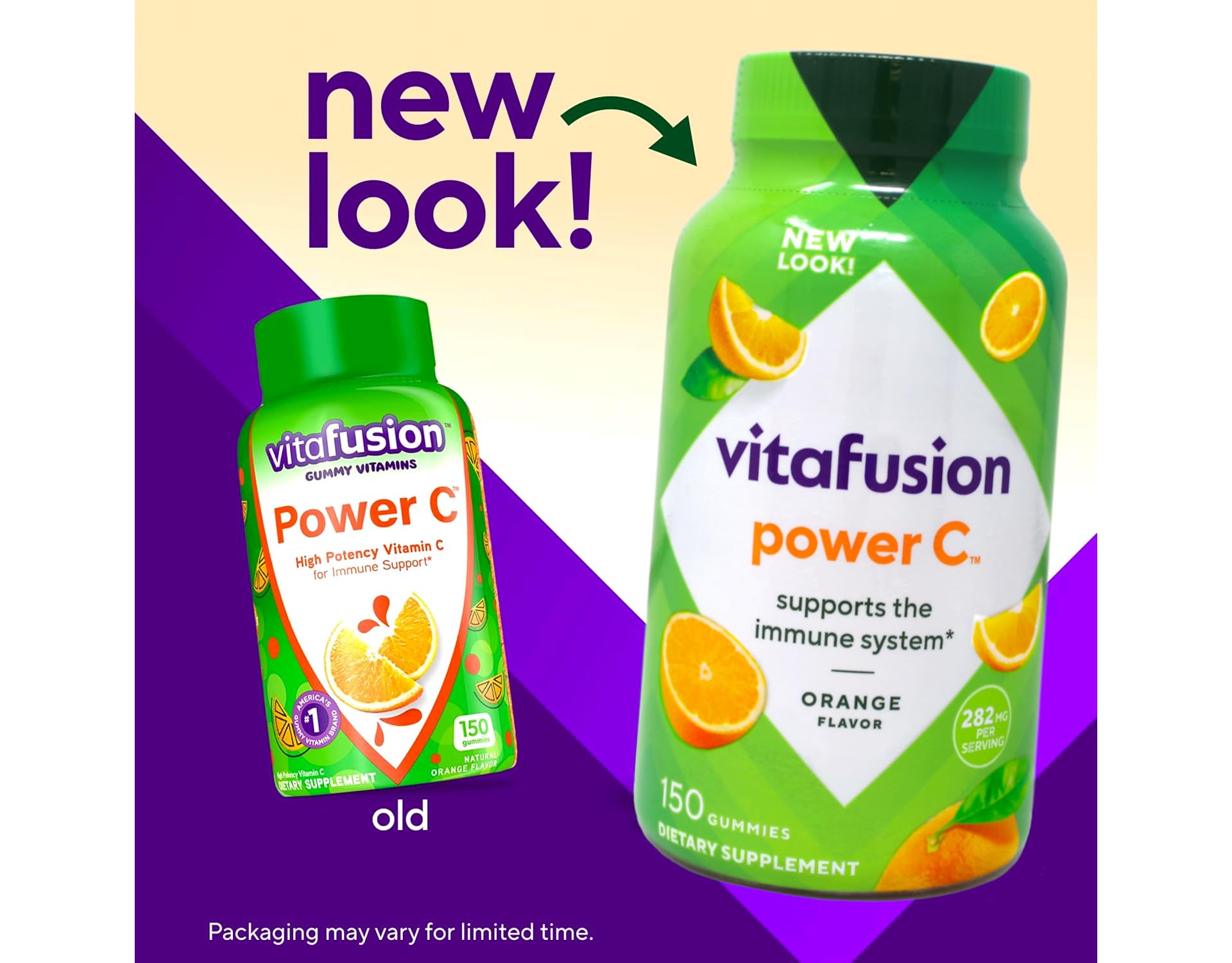 Vitafusion Power C Gummies label closeup; shows 400% DV per serving.
