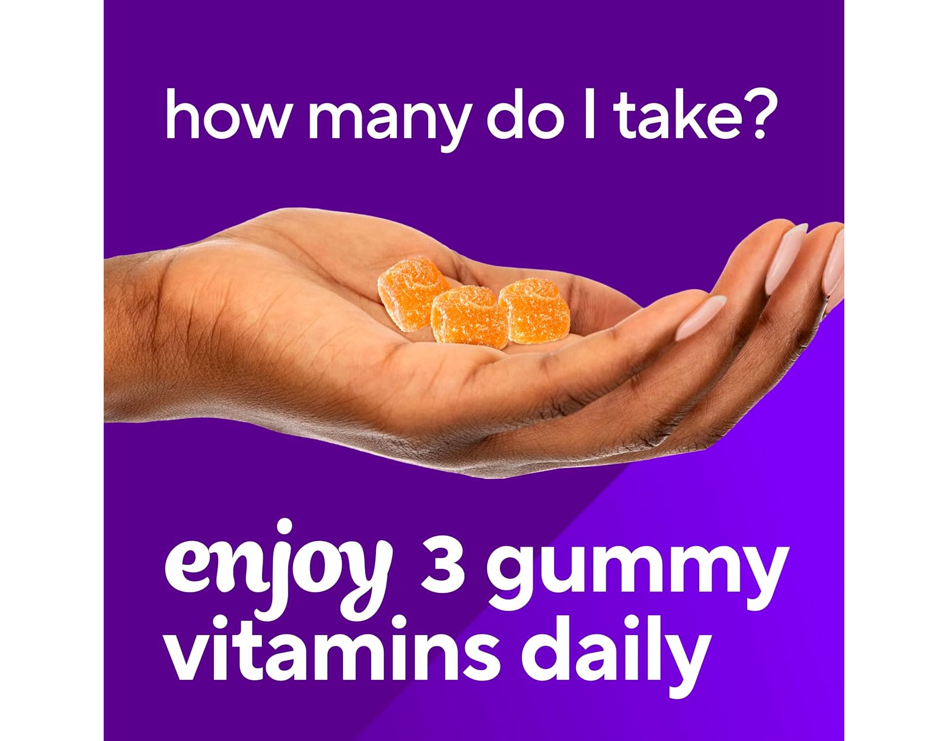 Vitafusion Power C Gummies packaging on kitchen counter; citrus-inspired aroma.
