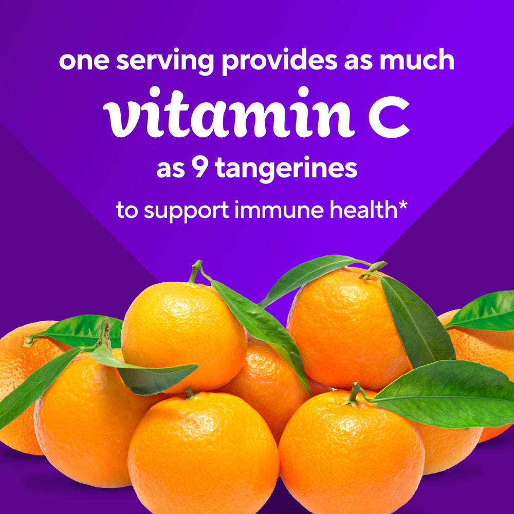 Close-up of the label highlighting 282 mg vitamin C per serving.