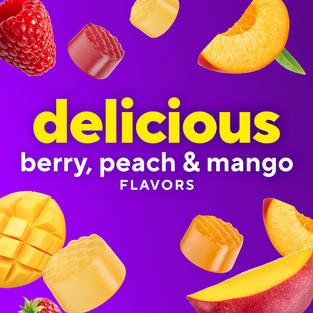 Vitafusion packaging notes two probiotic strains survive the stomach