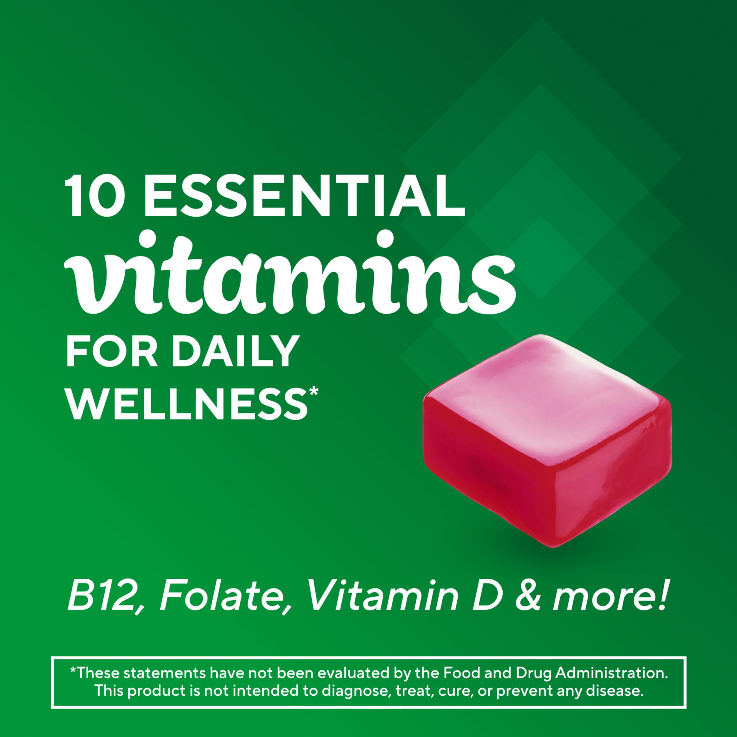 Individually wrapped Vitafusion soft chews for portable daily nutrition.