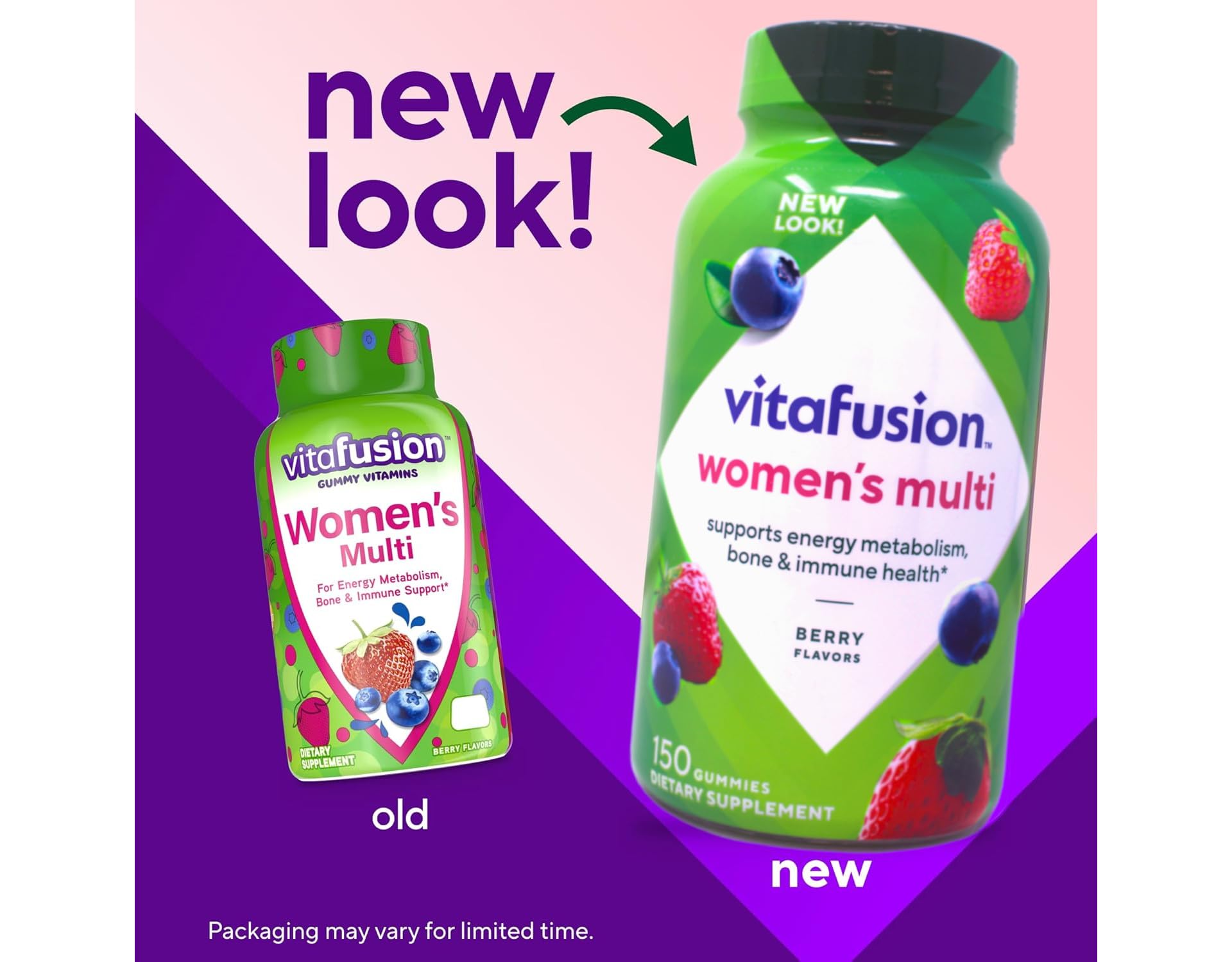 Vitafusion Women's Multivitamin bottle on desk ready for daily routine.