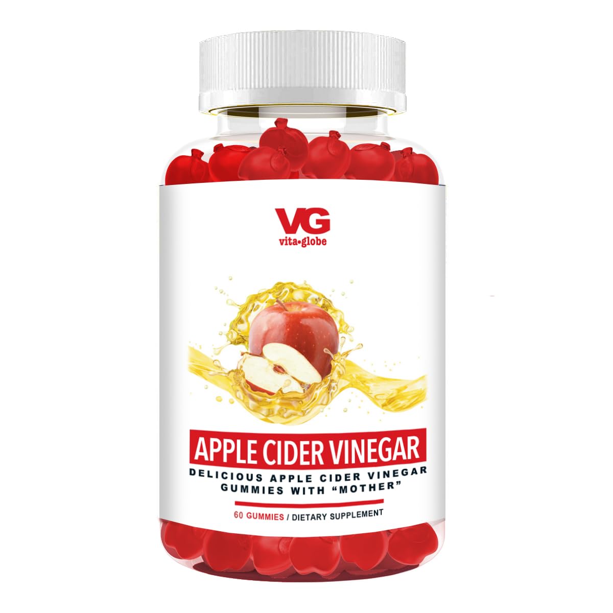 VITA GLOBE ACV gummies bottle showing 60-count carton for daily vitality