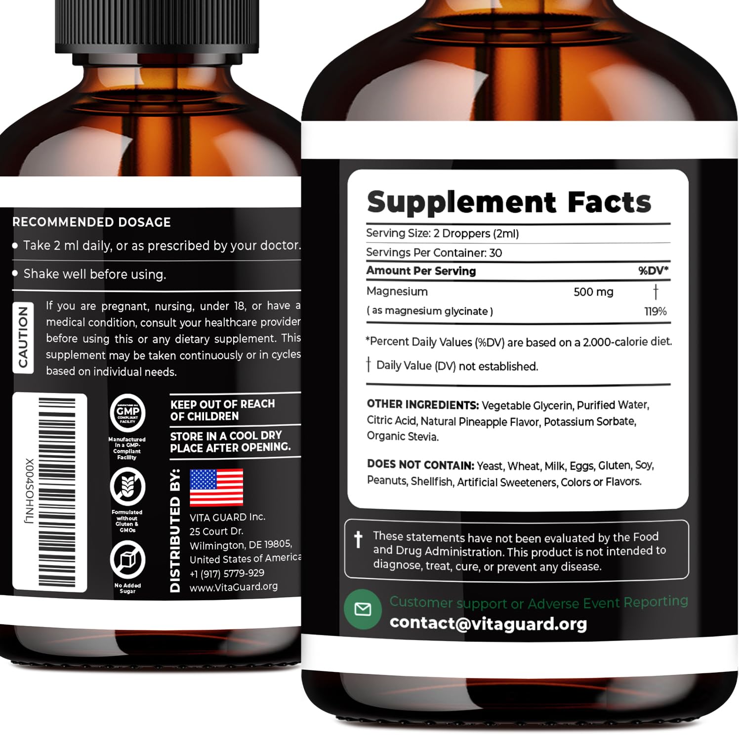 Vita Guard pineapple flavored mg drops appealing taste for supplementation