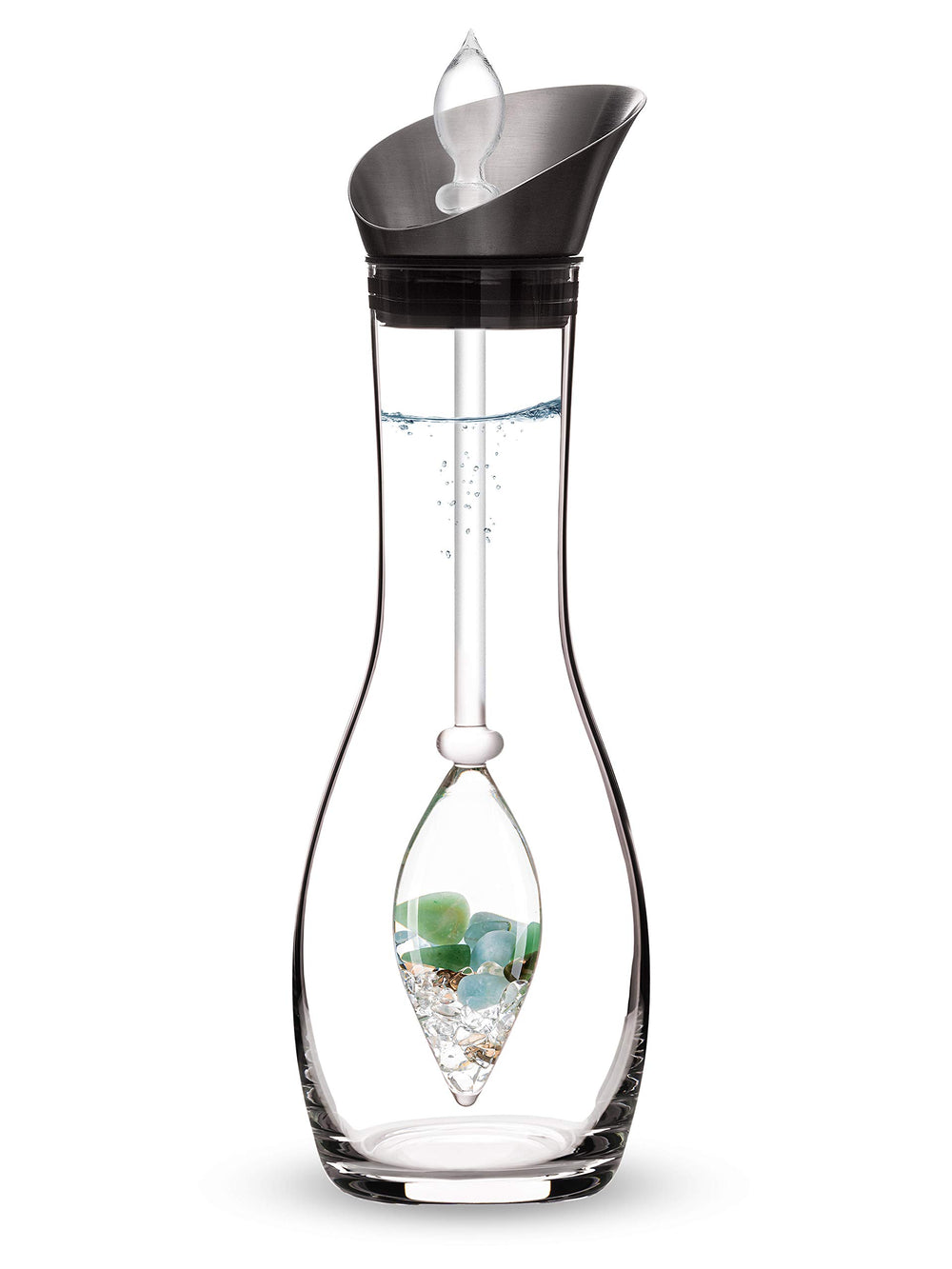 VitaJuwel Era Forever Young carafe with crystal vial for elegant crystal-infused hydration at home.