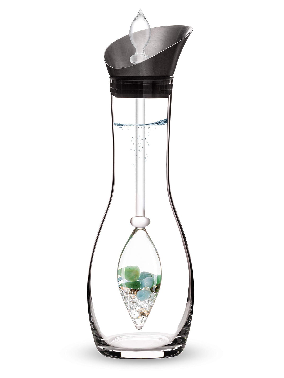 VitaJuwel Era Forever Young carafe with crystal vial for elegant crystal-infused hydration at home.