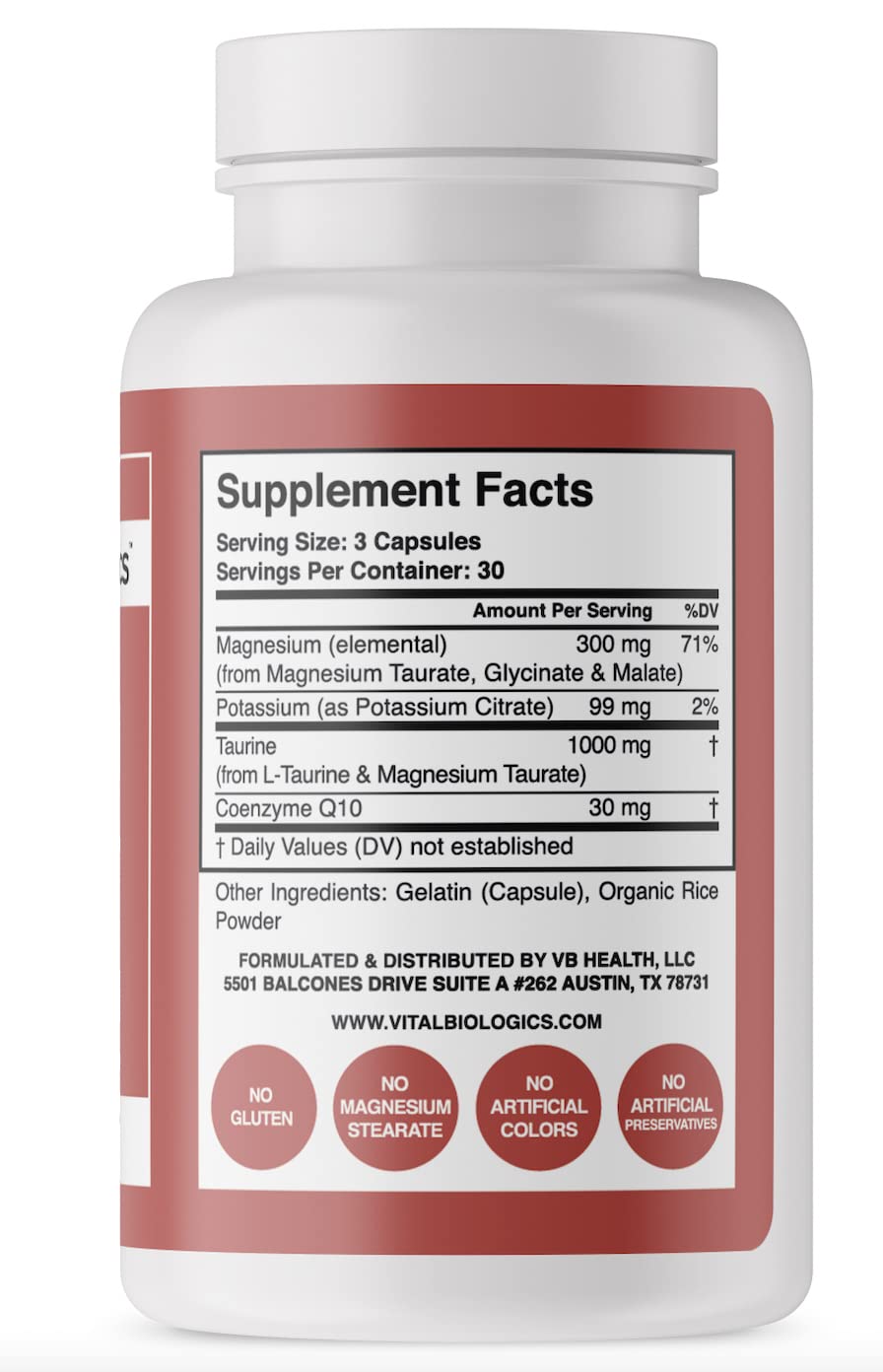 Vital Biologics Heart Calm ingredients with magnesium complex and CoQ10 for cellular stability