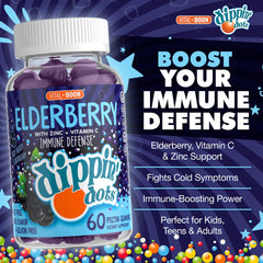Vital+Boon Elderberry Gummies bottle back with ingredients and allergen info