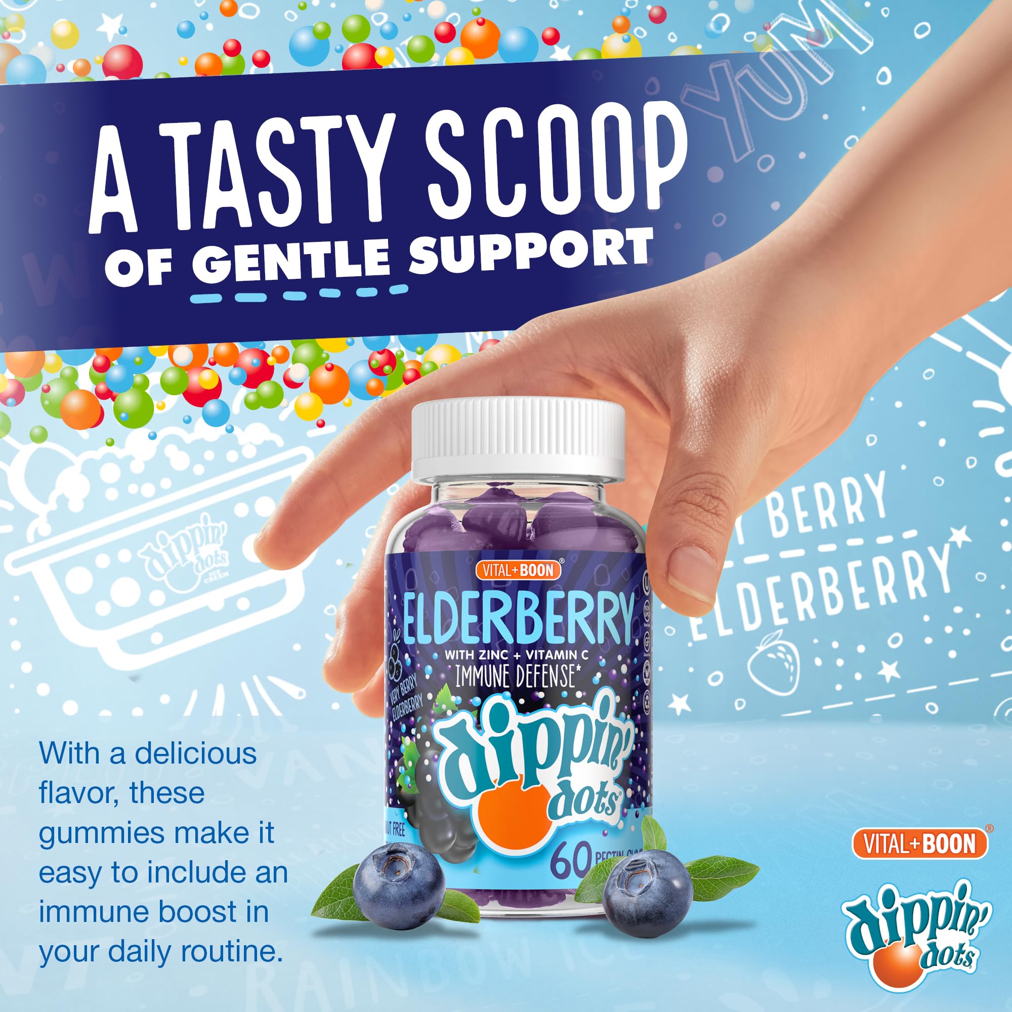 Vital+Boon Elderberry Gummies serving two per day for daily wellness