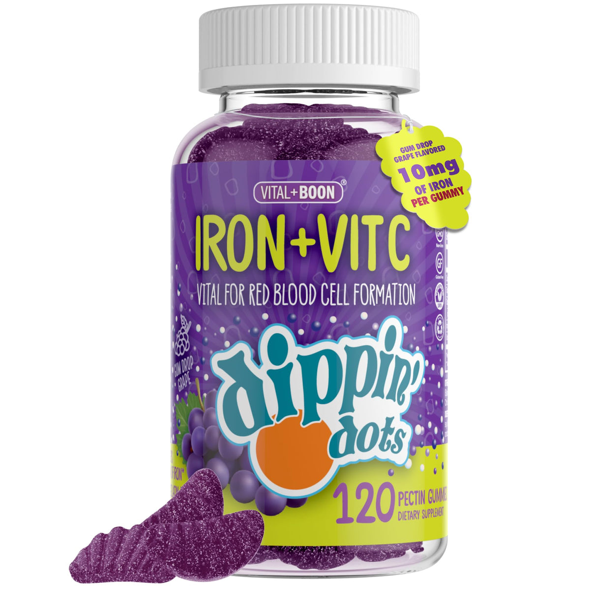 Vital+Boon iron-c-b12 bottle for daily energy support.
