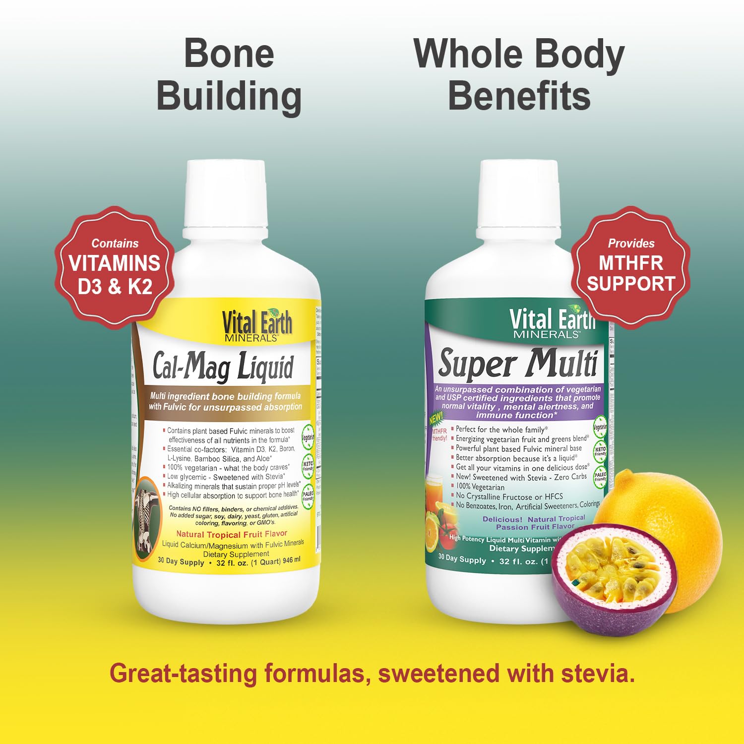 Vital Earth Minerals fulvic acid drops illustrating plant-based minerals for absorption.