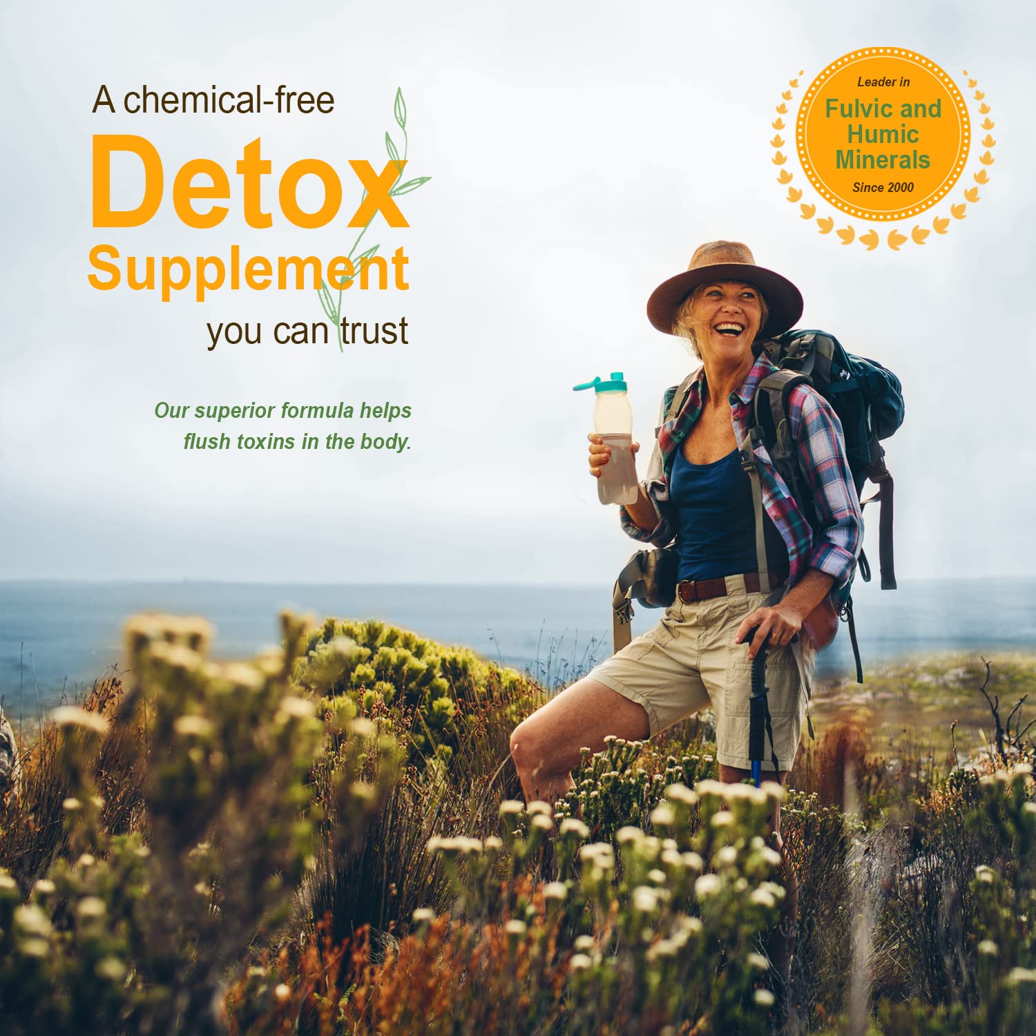 Vital Earth Minerals Fulvic Humic ready-to-drink in a glass.