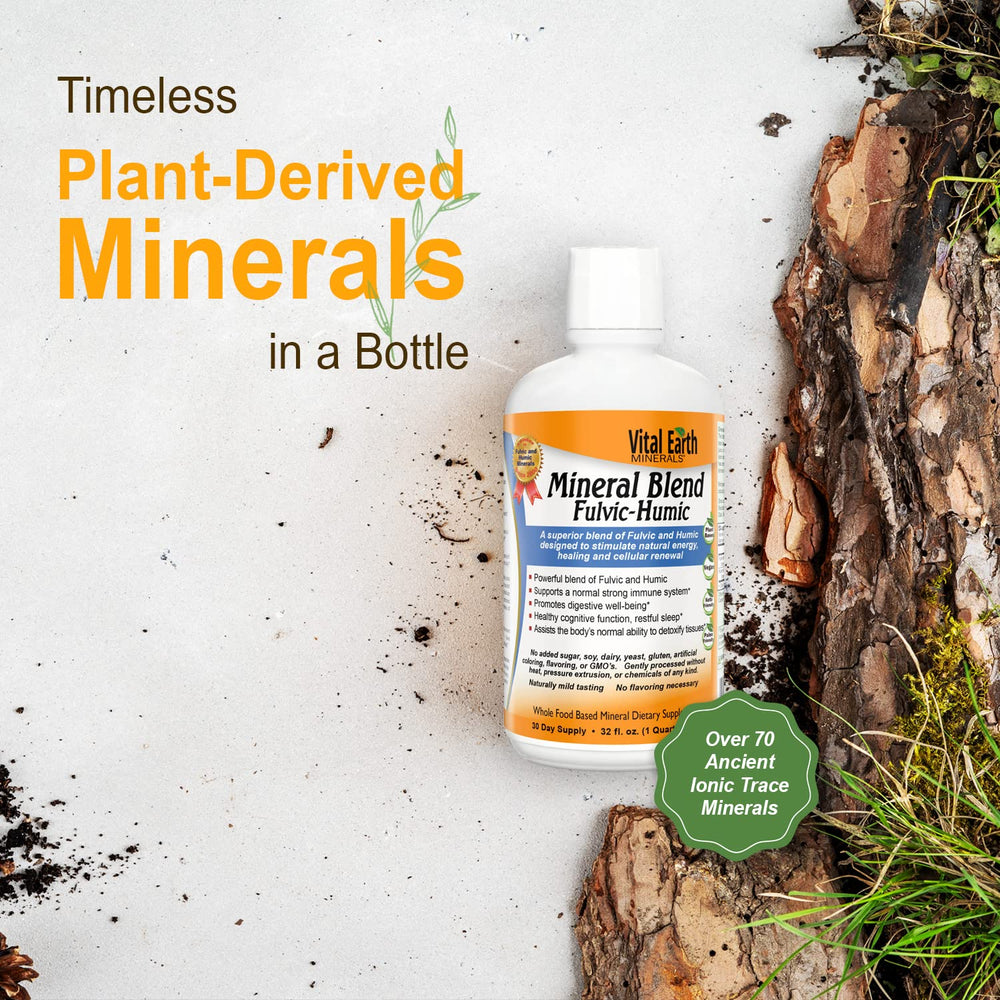 Vital Earth Minerals Fulvic Humic liquid in a glass ready to enjoy.