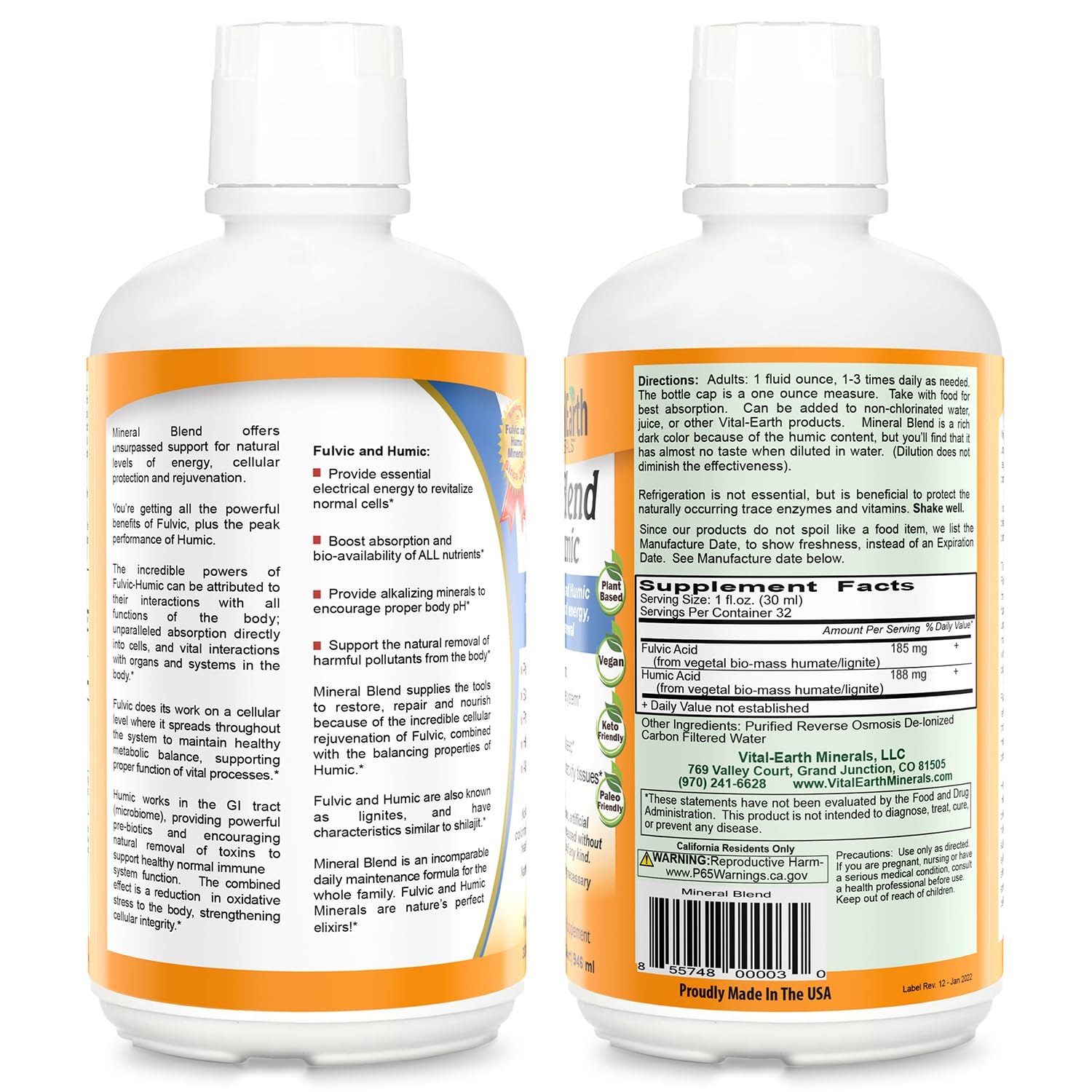 Vital Earth Minerals liquid multivitamin dose promotes nutrient absorption.