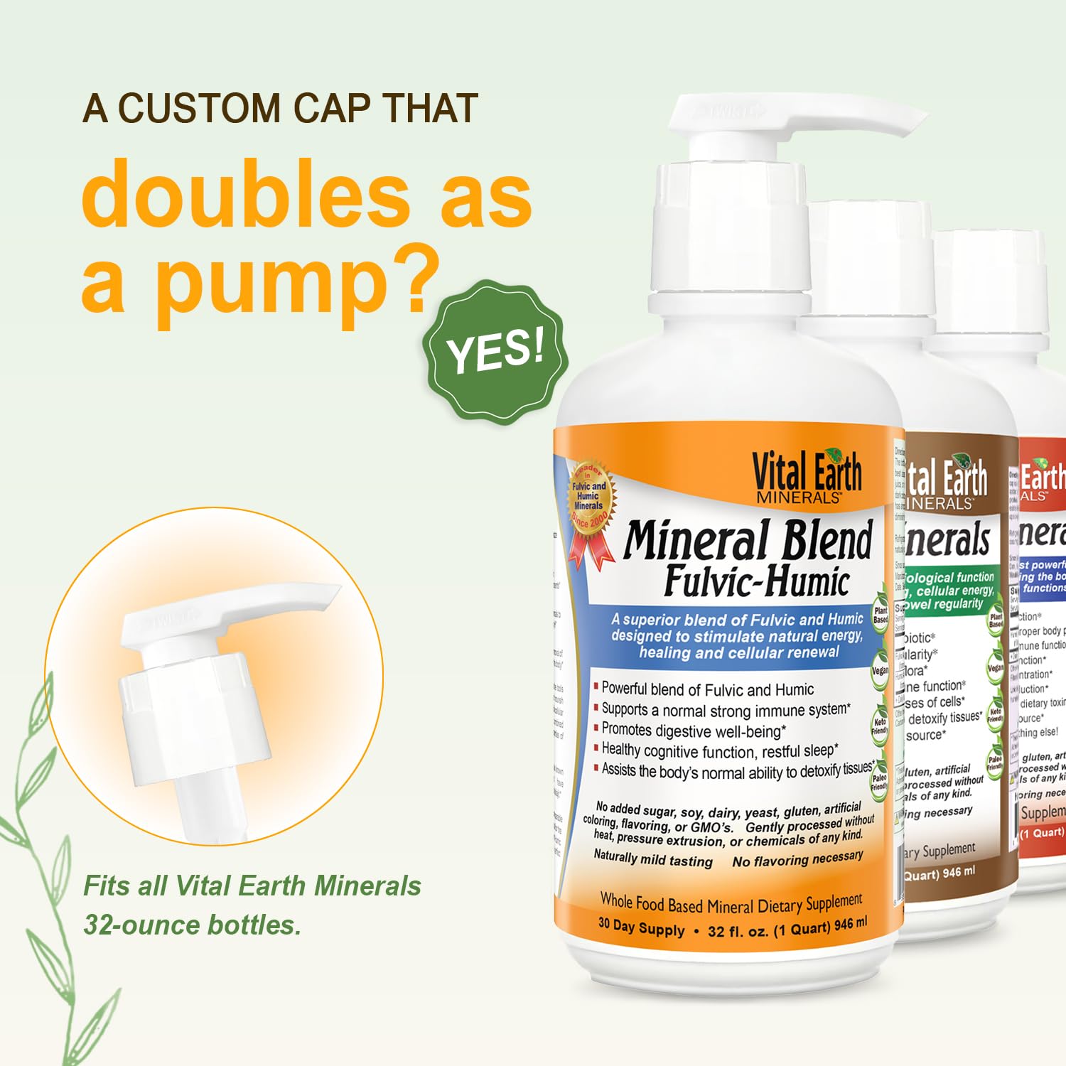 Vital Earth Minerals neutral-taste mix in water ready to drink