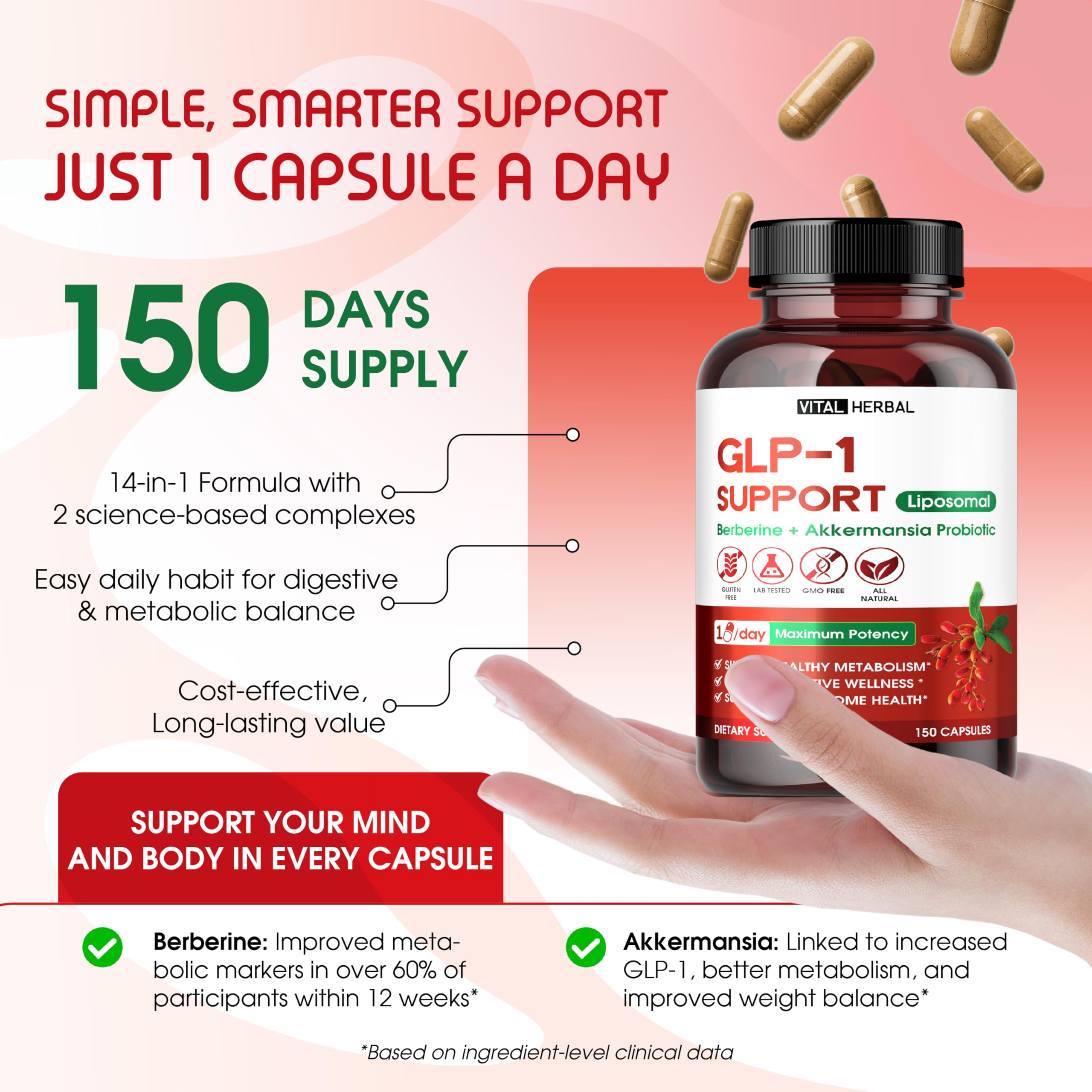 VITAL HERBAL liposomal DIM with berberine and prebiotics for gut microbiome support