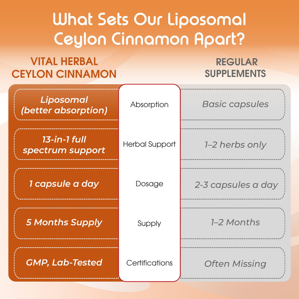 Vital Herbal liposomal technology diagram illustrating improved ingredient uptake