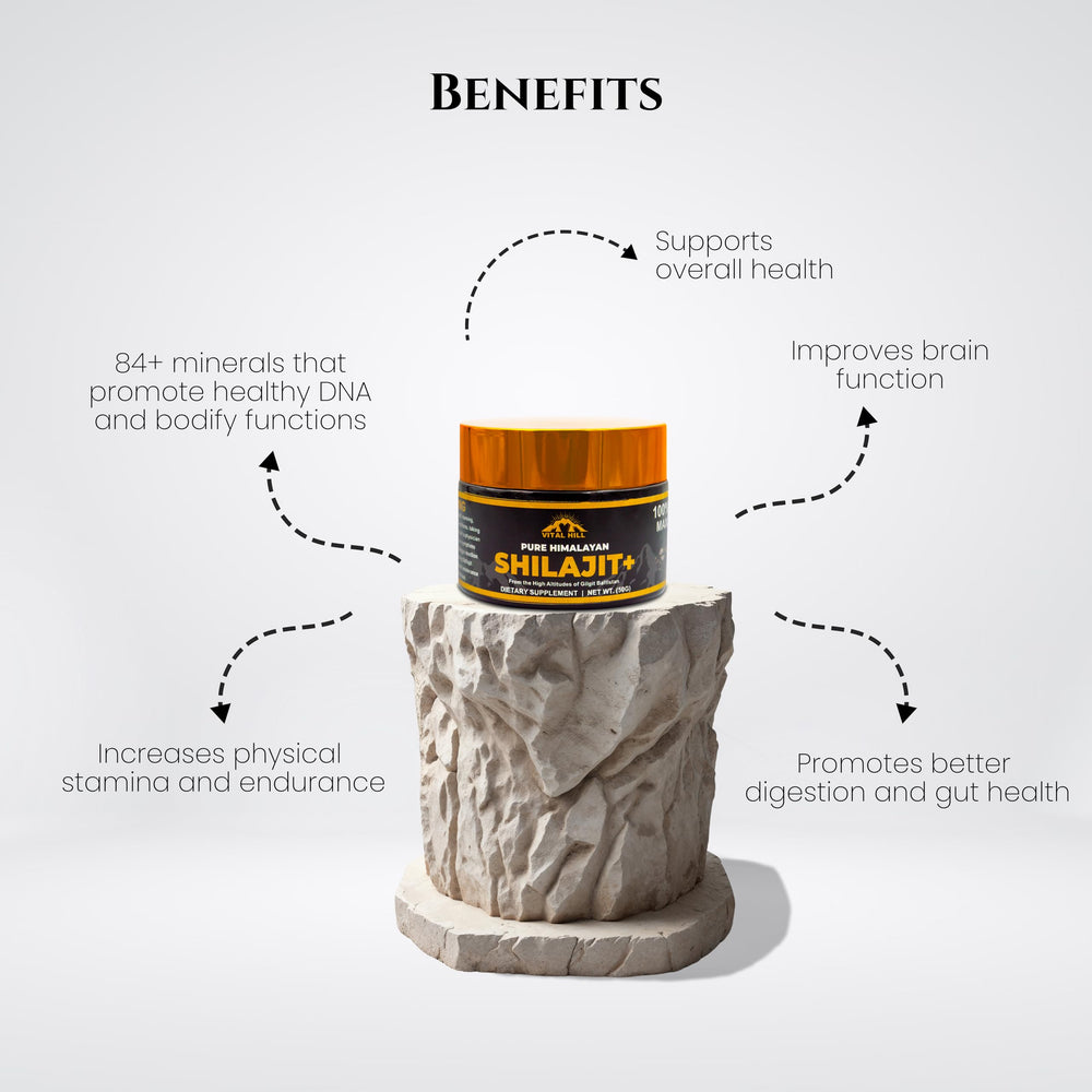 Vital Hill Premium Shilajit Resin close-up, rich mineral texture and purity indicators.