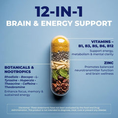 Vital Nootropic capsules close-up showing clean, daily-dose capsules.
