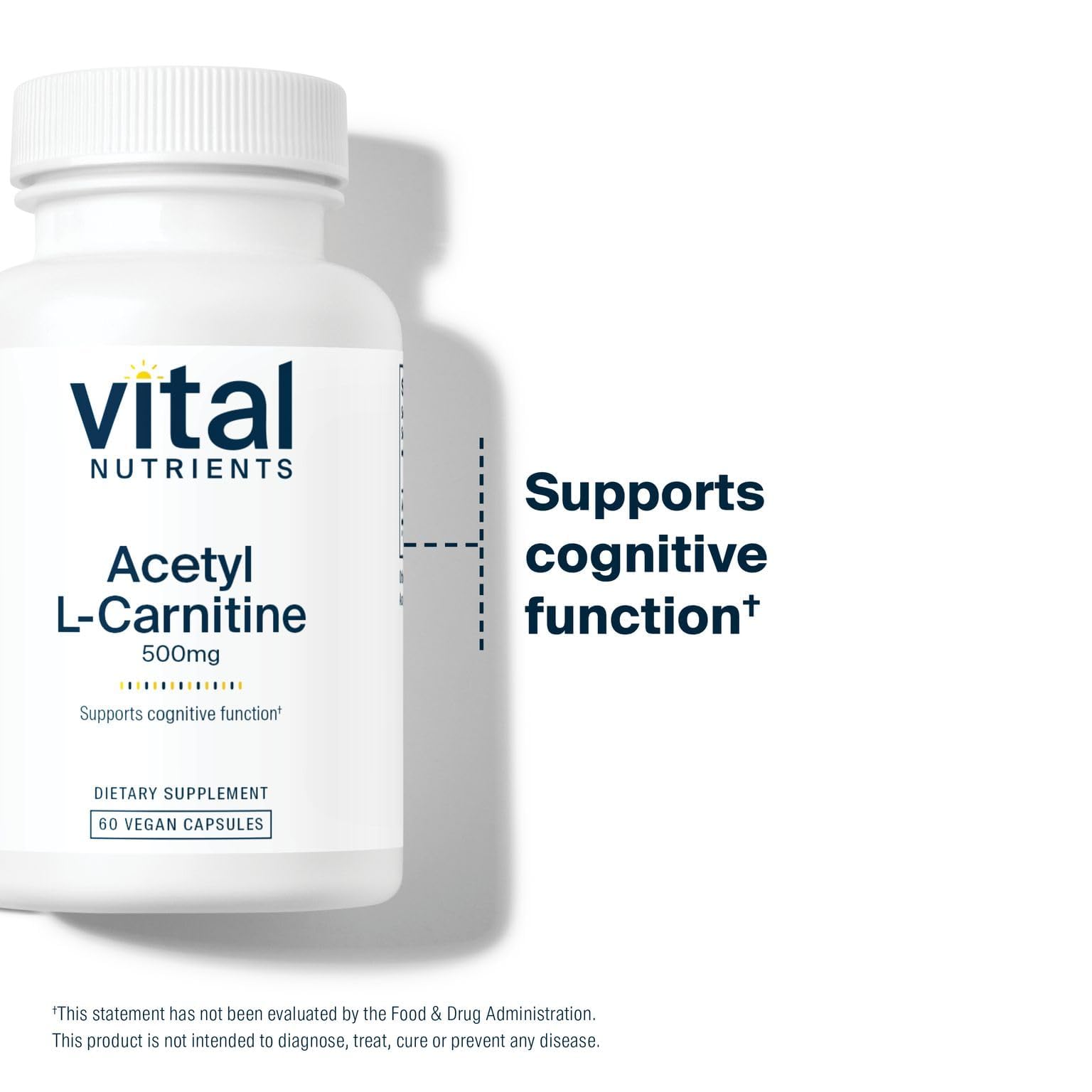 Vital Nutrients Acetyl L-Carnitine 500mg non-GMO seal close-up