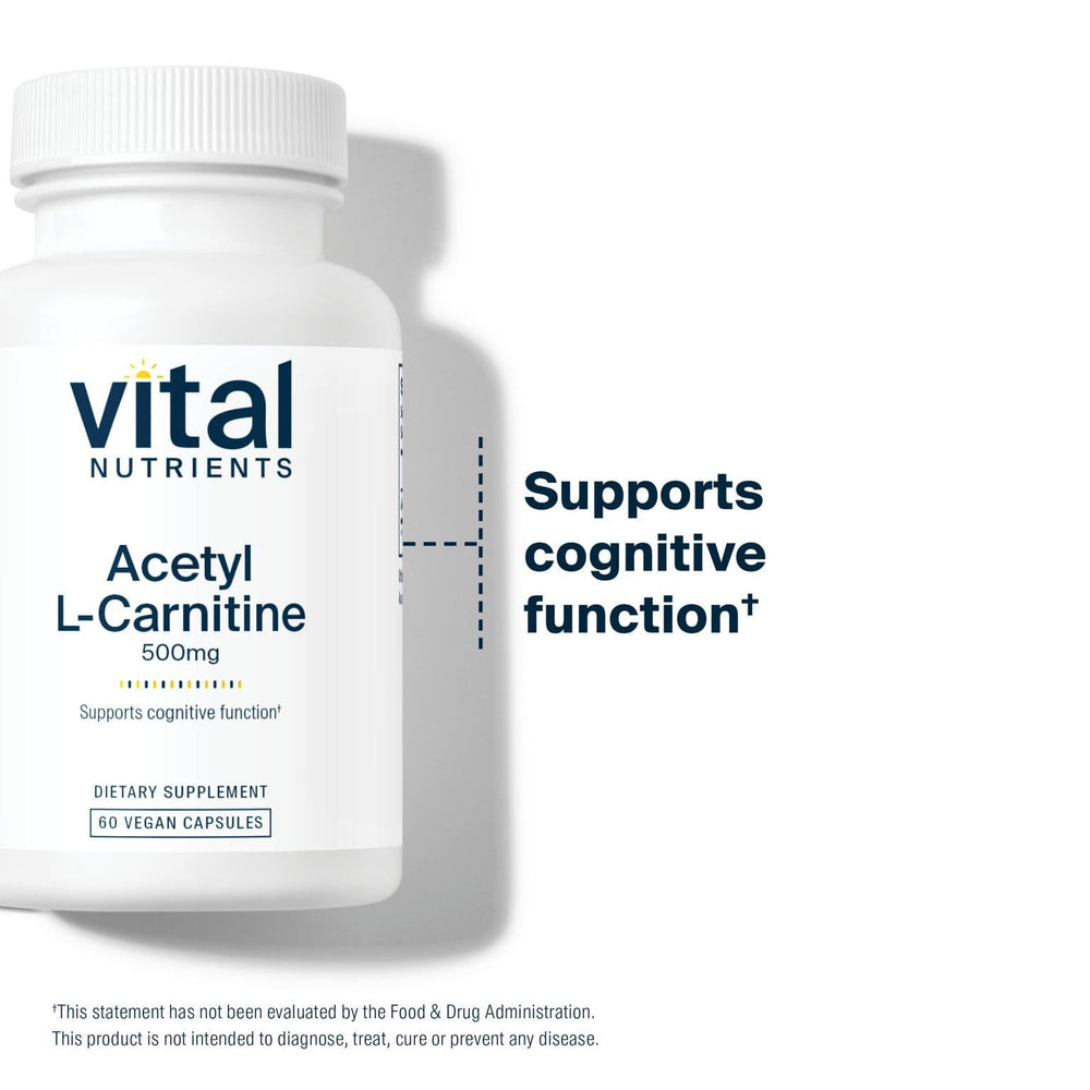 Vital Nutrients Acetyl L-Carnitine 500mg non-GMO seal close-up