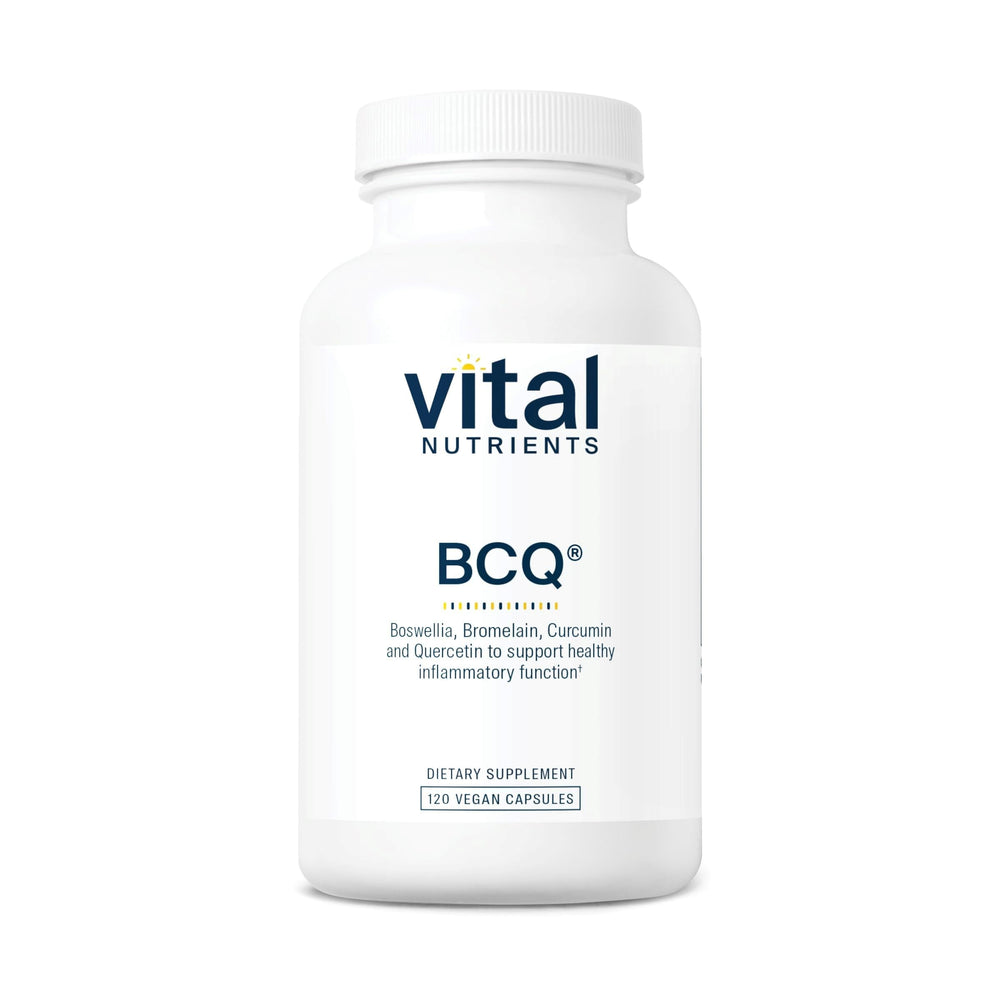 Vital Nutrients BCQ bottle pour demonstrates vegan joint support formula.
