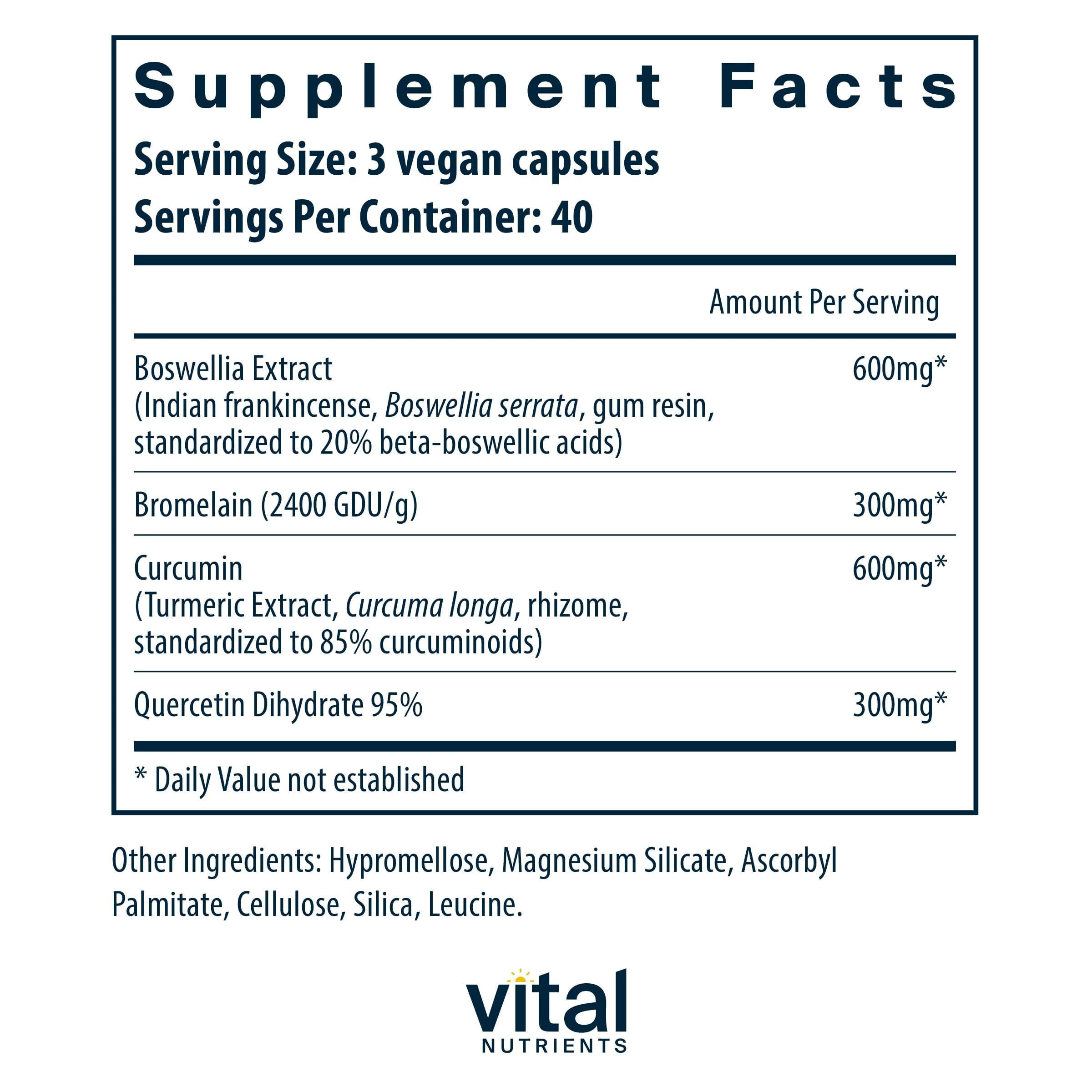 Vital Nutrients BCQ capsules on shelf indicate convenient daily intake.