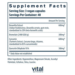 Vital Nutrients BCQ capsules on shelf indicate convenient daily intake.