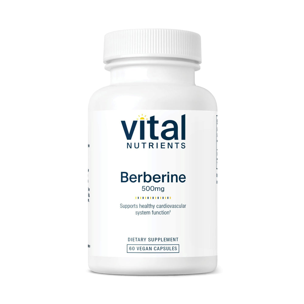 Vital Nutrients Berberine bottle front view supporting vegan daily supplement routine.