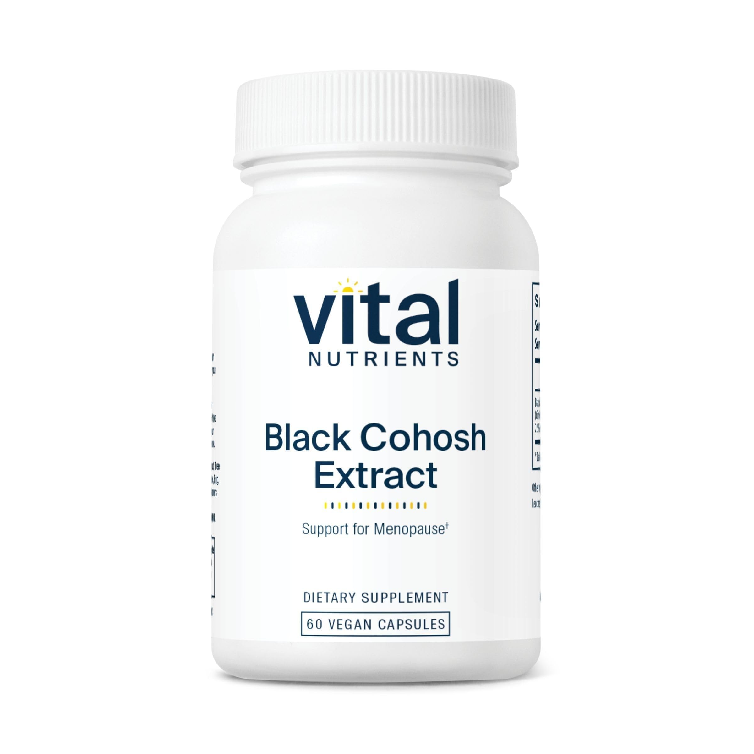 Vital Nutrients Black Cohosh 250mg bottle for menopause support.