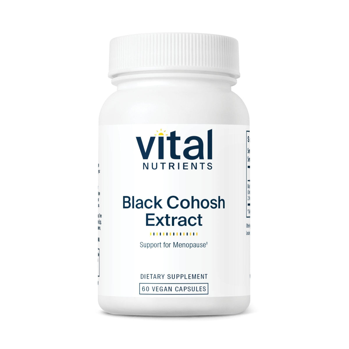Vital Nutrients Black Cohosh 250mg bottle for menopause support.