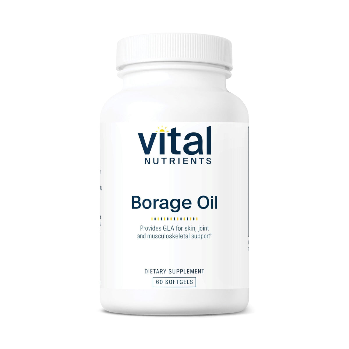 Vital Nutrients Borage Oil 1000mg bottle with skin-supporting GLA capsules